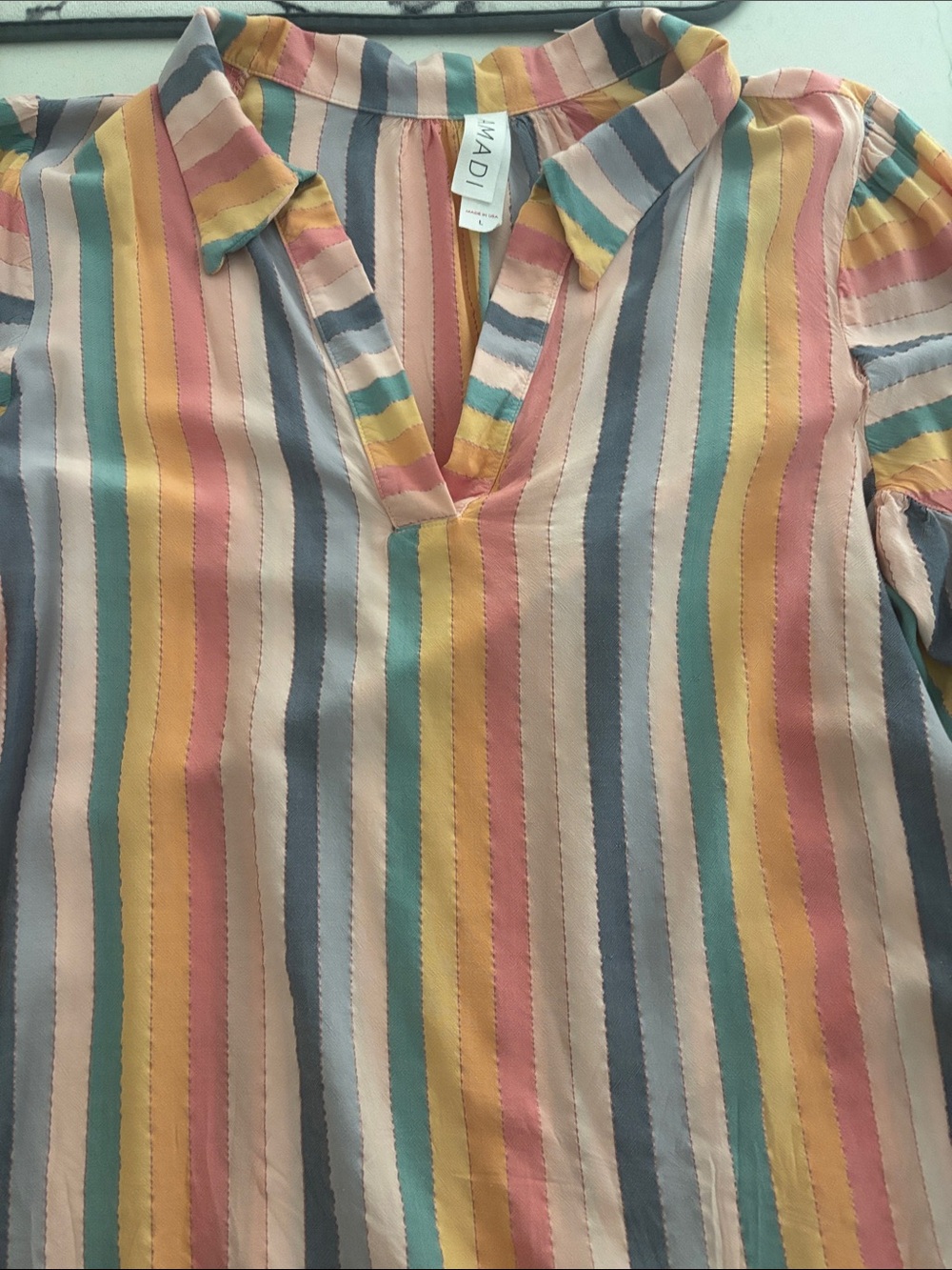 Madi Women's Multicolor Striped V-Neck Blouse